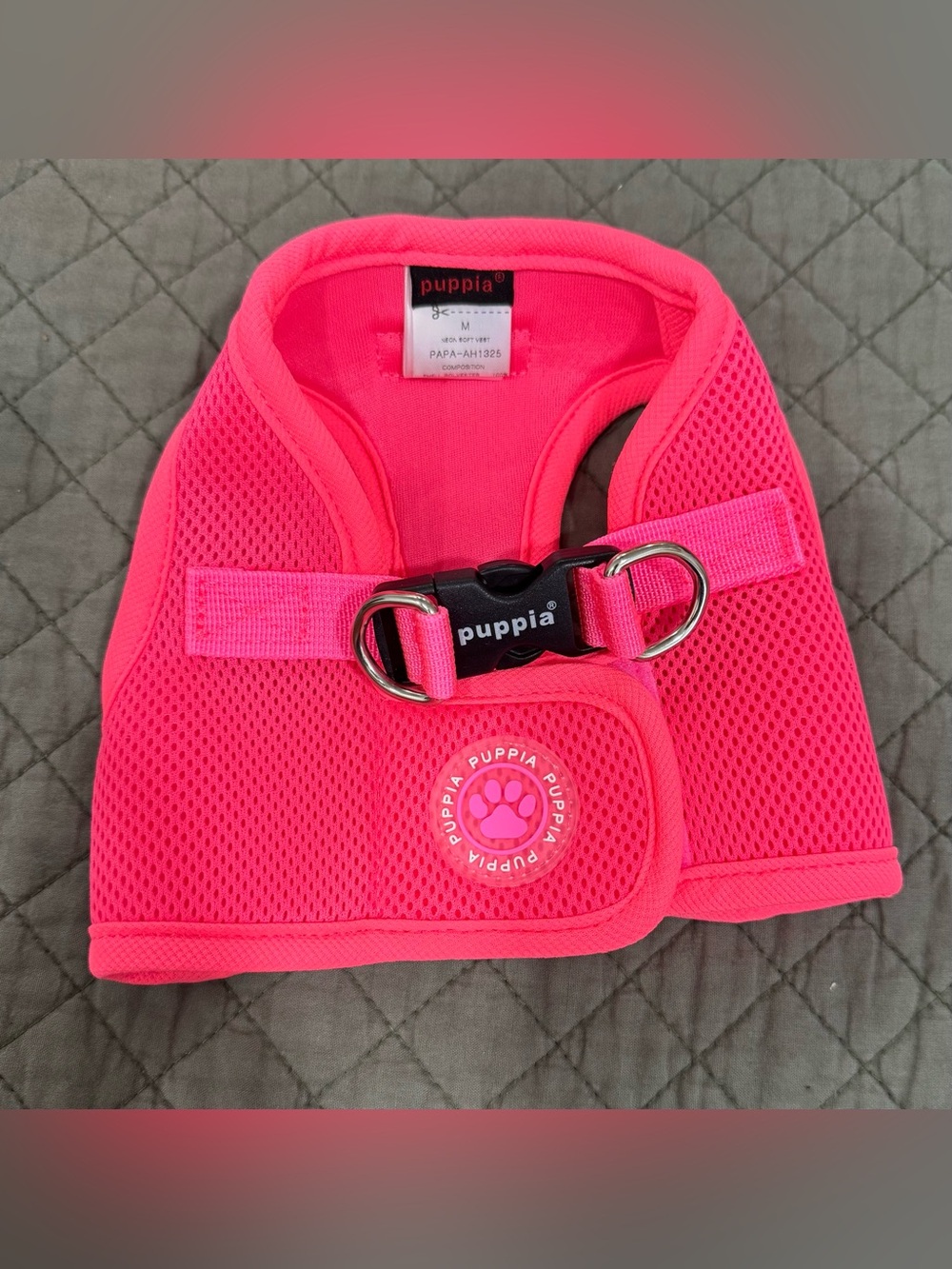 Puppia Bright Neon Pink Mesh Step-In Harness – M